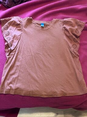 Old Navy Brown Eyelet Sleeve Cotton Top - Women